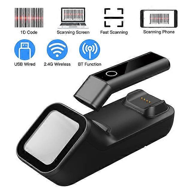 3-In-1 Barcode Handheld Reader - 1d/2d/qr Bar Code Scanner, Support Bt, 2.4g Wireless & Usb Wired For Warehouse And Mobile Payment