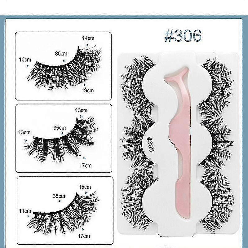 False Eyelashes With Tweezers Three-dimensional Multi-layer Simulation Thick Curly Thickened Eyelashes, 1pc-#306