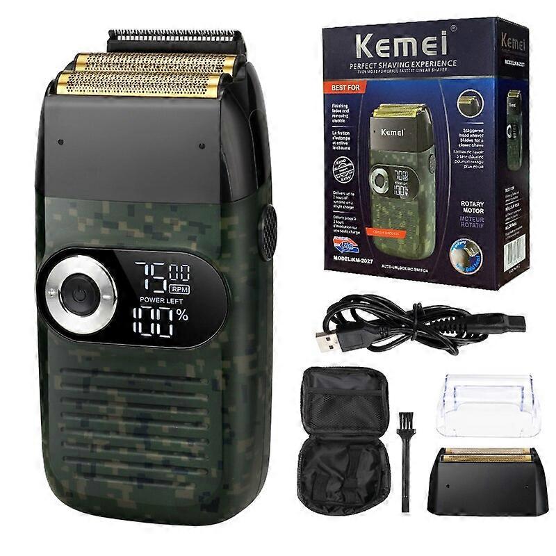 Kemei 2 in 1 Rechargeable Electric Shaver LCD Display Portable Cordless Men Reciprocating Razor Beard Trimmer KM-2026  Fabric Shavers