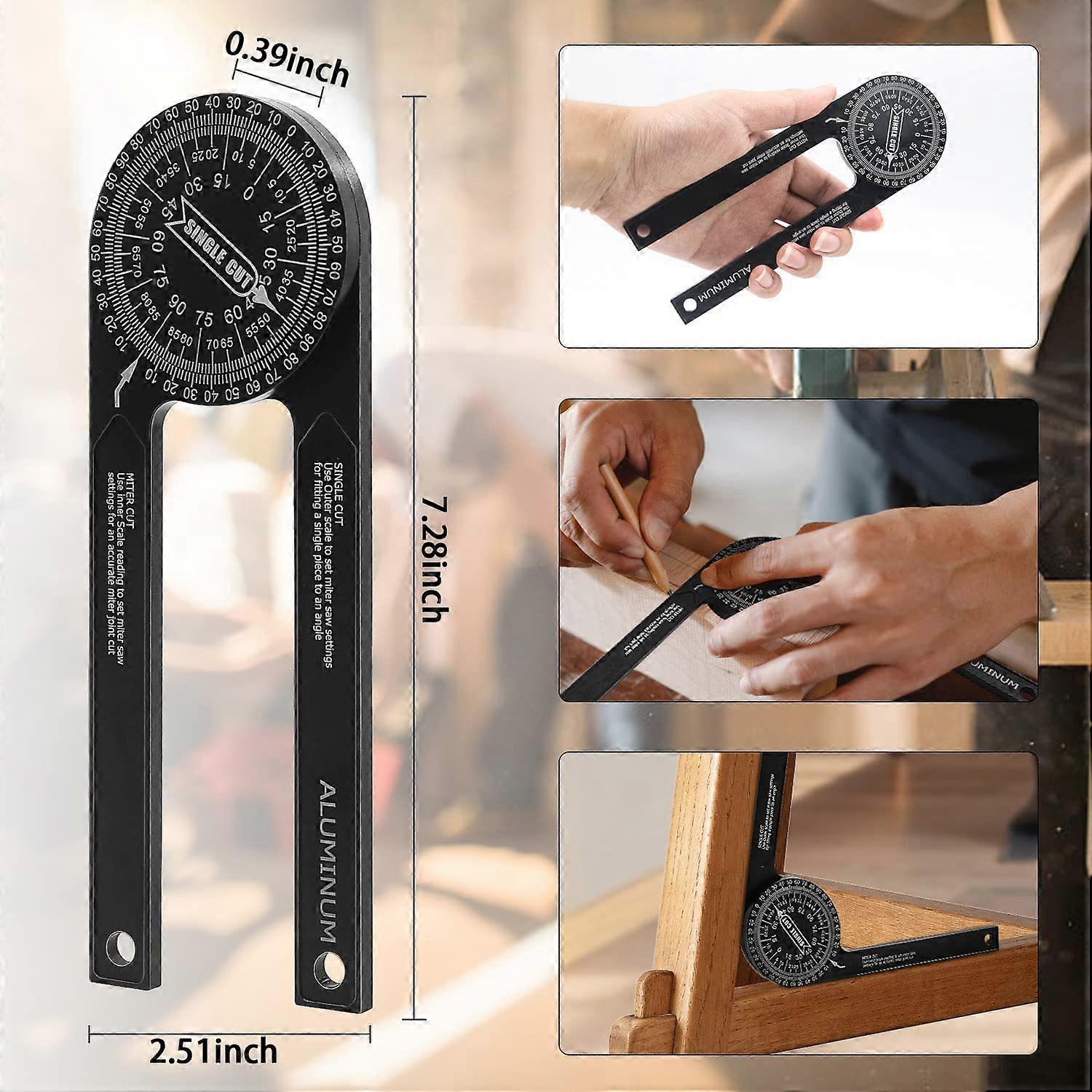 Woodworking Scale Mitre Saw Protractor Angle Level with Marking Pencil Carpenter Angle Finder Measuring Ruler Meter Gauge Tools Betterlifefg
