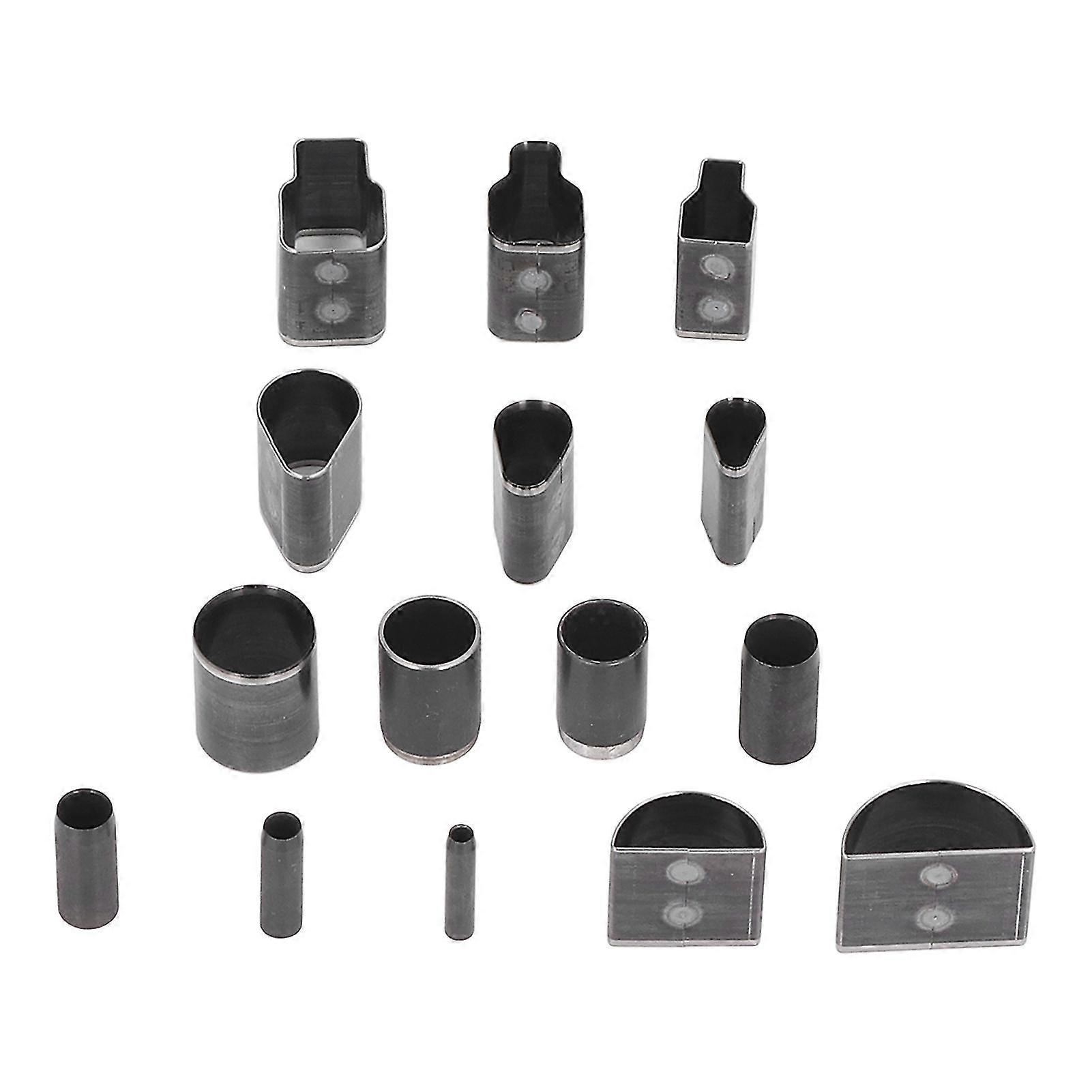 15 stk stansekutter sett med forskjellig form i legering av hule hull i hule hull verktøy for lærhåndverk