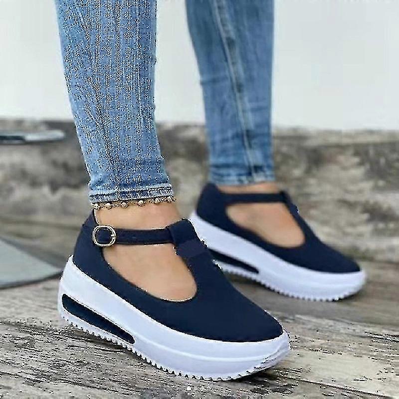 Women's Walking With Hollow Instep Platform Vintage Slip On Breathable Kuolu