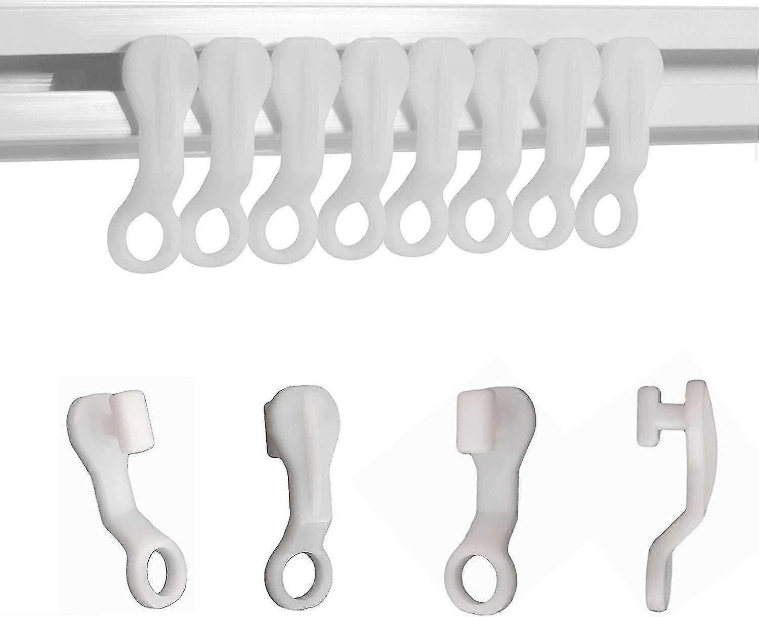 Curtain Glider Hooks White Plastic Curtain Hook, Pack Of 50