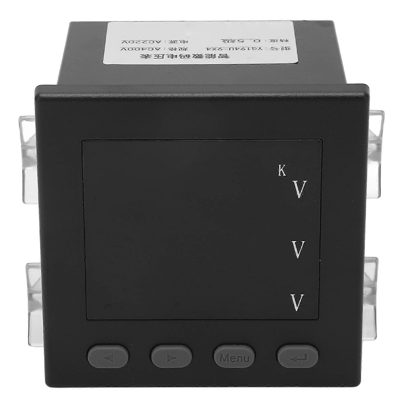Black 3 Phase Intelligent Digital Voltmeter Flame Retardant Stable Smart Voltage Meter AC220V