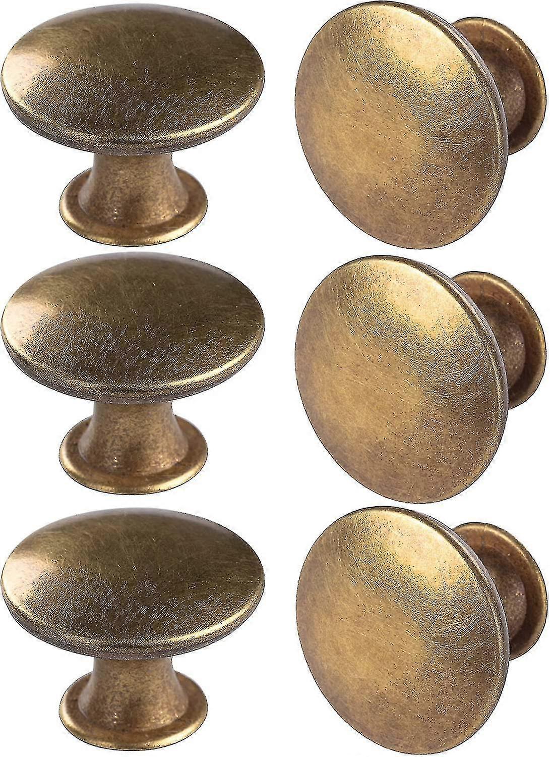 6 Pack Brass Round Antique Brass Kitchen Cabinet Knobs Cupboard Door Knobs Drawer Handle Pulls Dresser Knobs With 7 Pcs Screws For Bathroom Drawer Doo