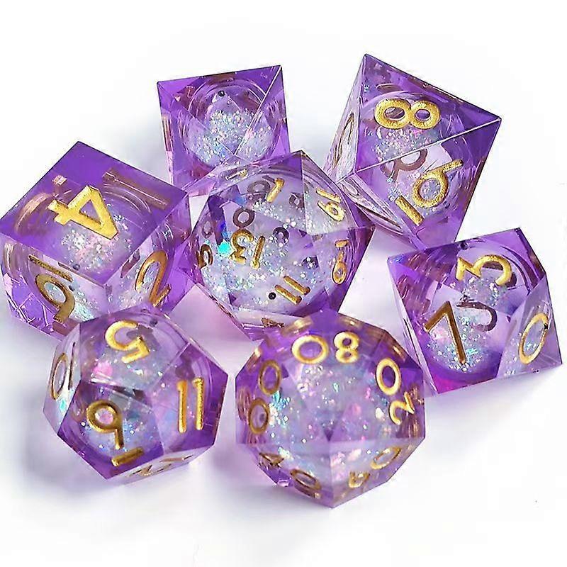 Resin Rpg Dice Liquid Core Resin Sharp Edge Dice For Dungeons And Dragons Dice Polyhedral Dice Set Dnd Dice D6 D20 D10 D8 D100