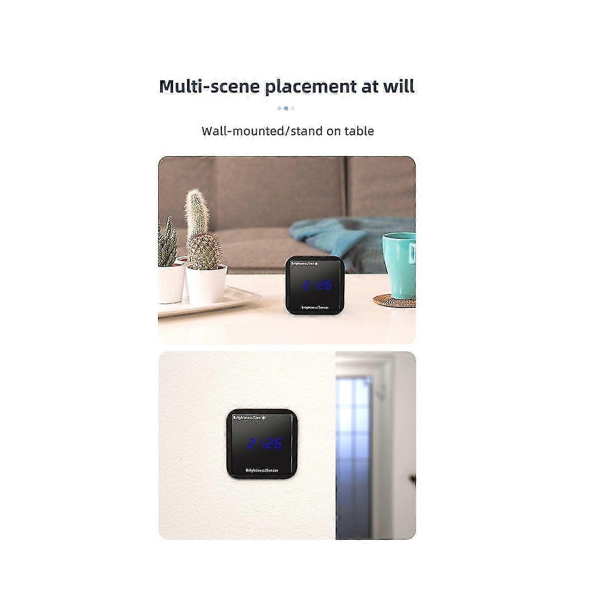 Tuya Zigbee Light Sensor Brightness Detector With Temperature Humidity Detection Display Security L