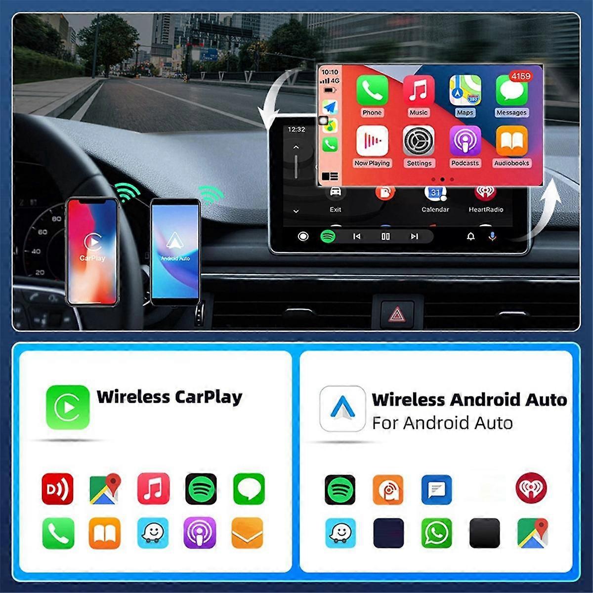 2in1 Wireless CarPlay Adapter Wireless Android Auto Dongle Box for Car Radio with Wired CarPlay/Wired Android Auto