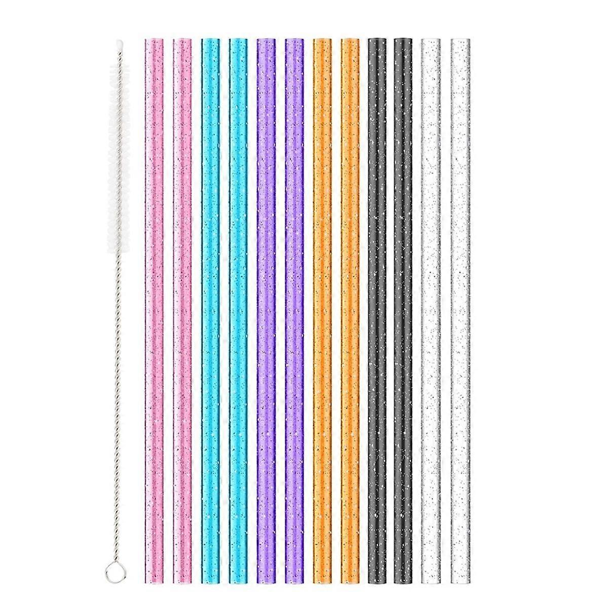 12 Pack Color Replacement Straws for Simple Modern Tumbler, Reusable Glitter Straws Accessories