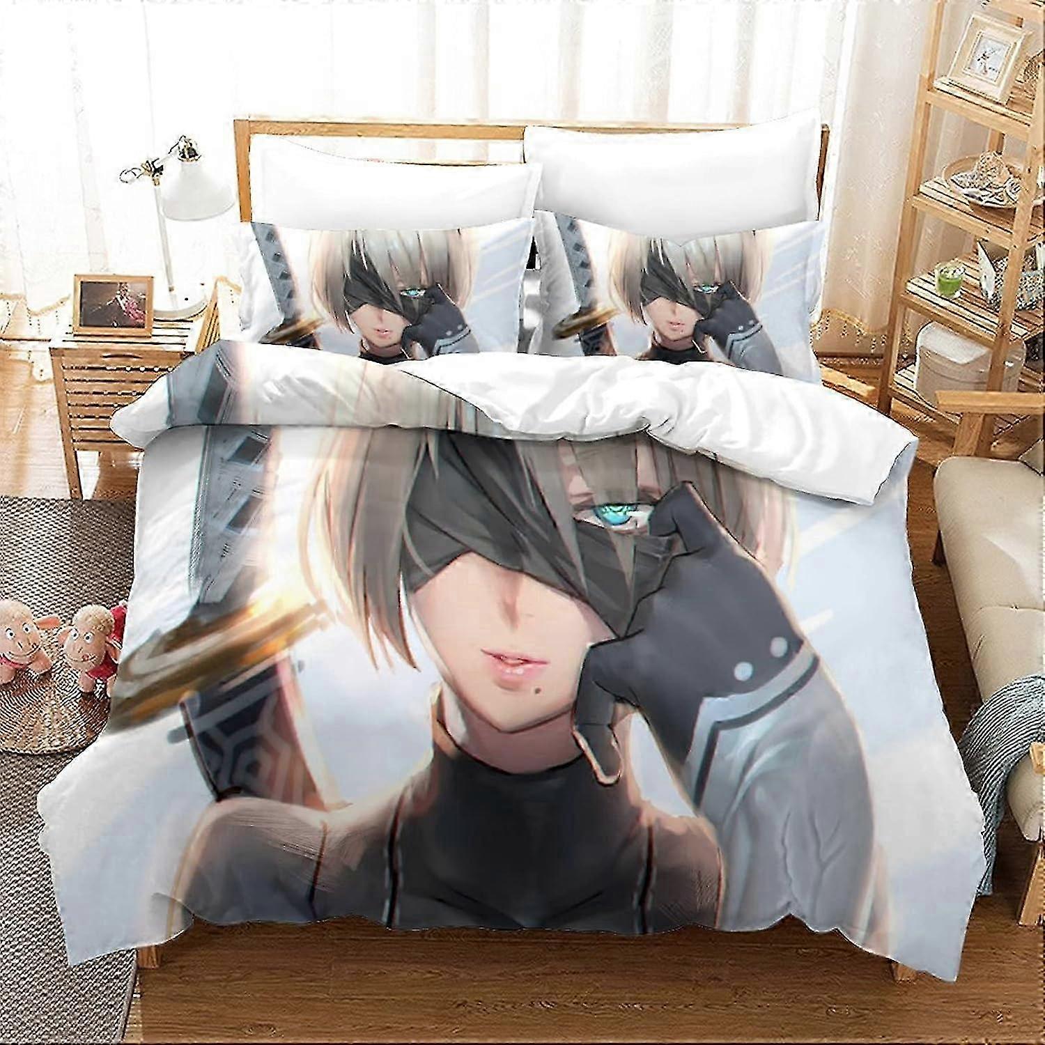 Nier Automata Bedding Set Parts Yorha No Type B Jogo - Confortável e macio algodão Capa de edredom de microfibra e fronha Doublex 135 * 200 CM