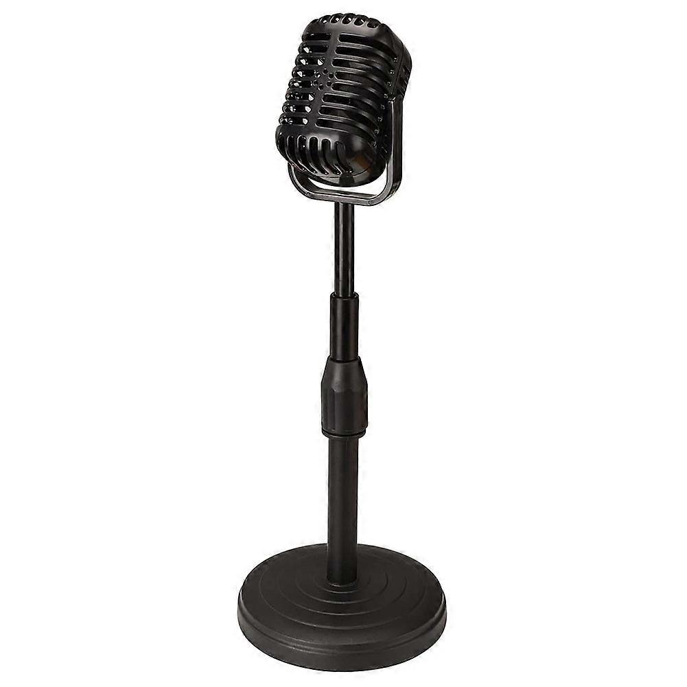 Vintage Desktop Microphone Prop Model with Adjustable Stand, Classic Retro Microphone Prop for Part