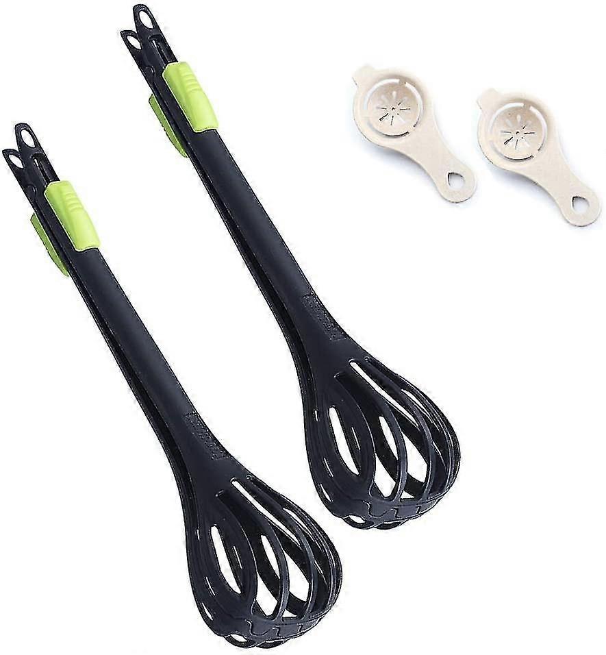 2 Pack Multifunctional Whisk Bread Clip 2 In 1 Hand Egg Beater Silicone Balloon