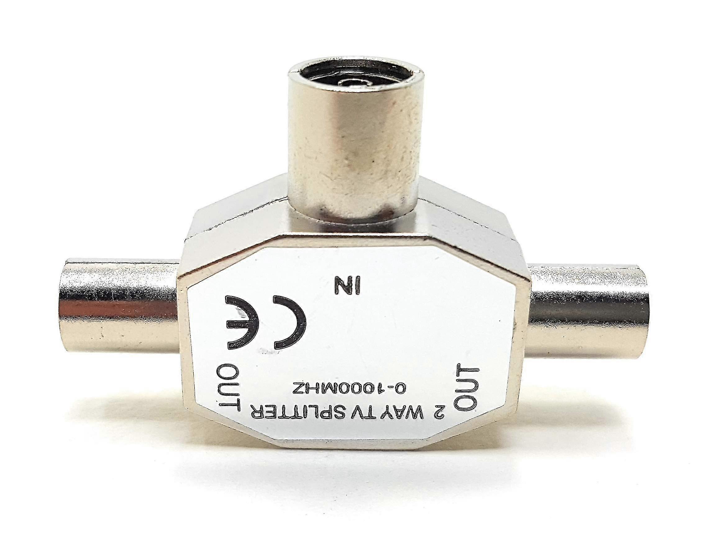 2 Way Aerial Splitter / 1 Input To 2 Outputs Rf Tv Freeview/push Style