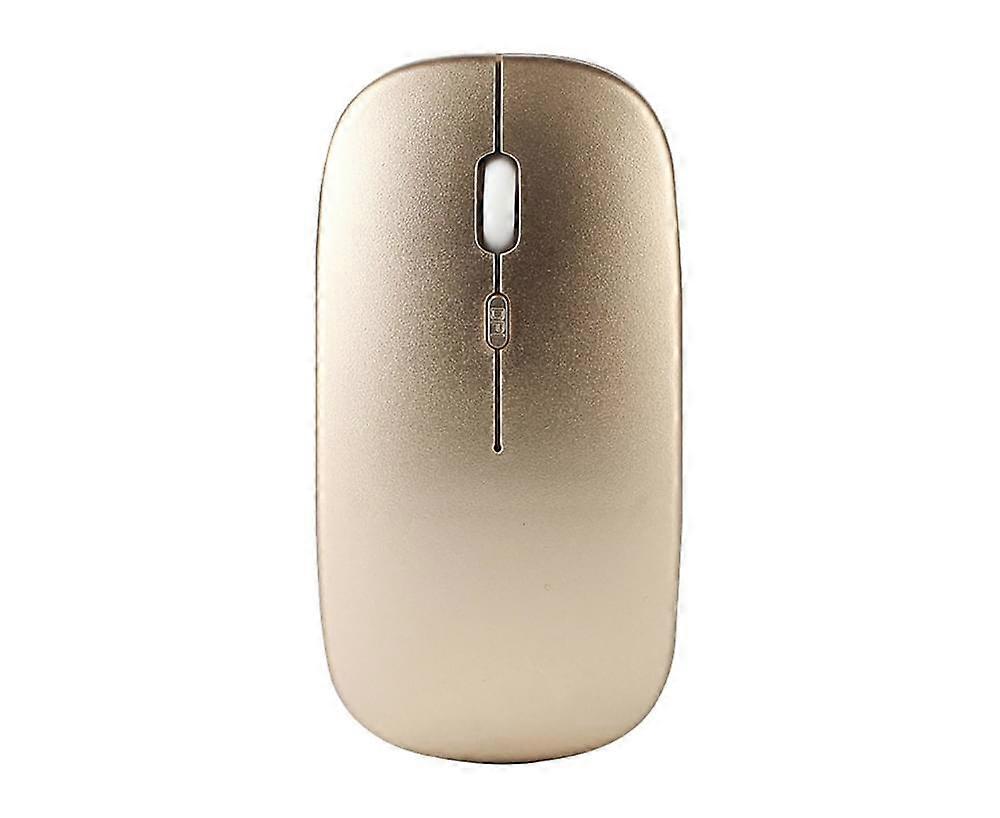 Universal Ultra-thin Rechargeable Mute Wireless Mouse for Notebook Computer PC - Golden