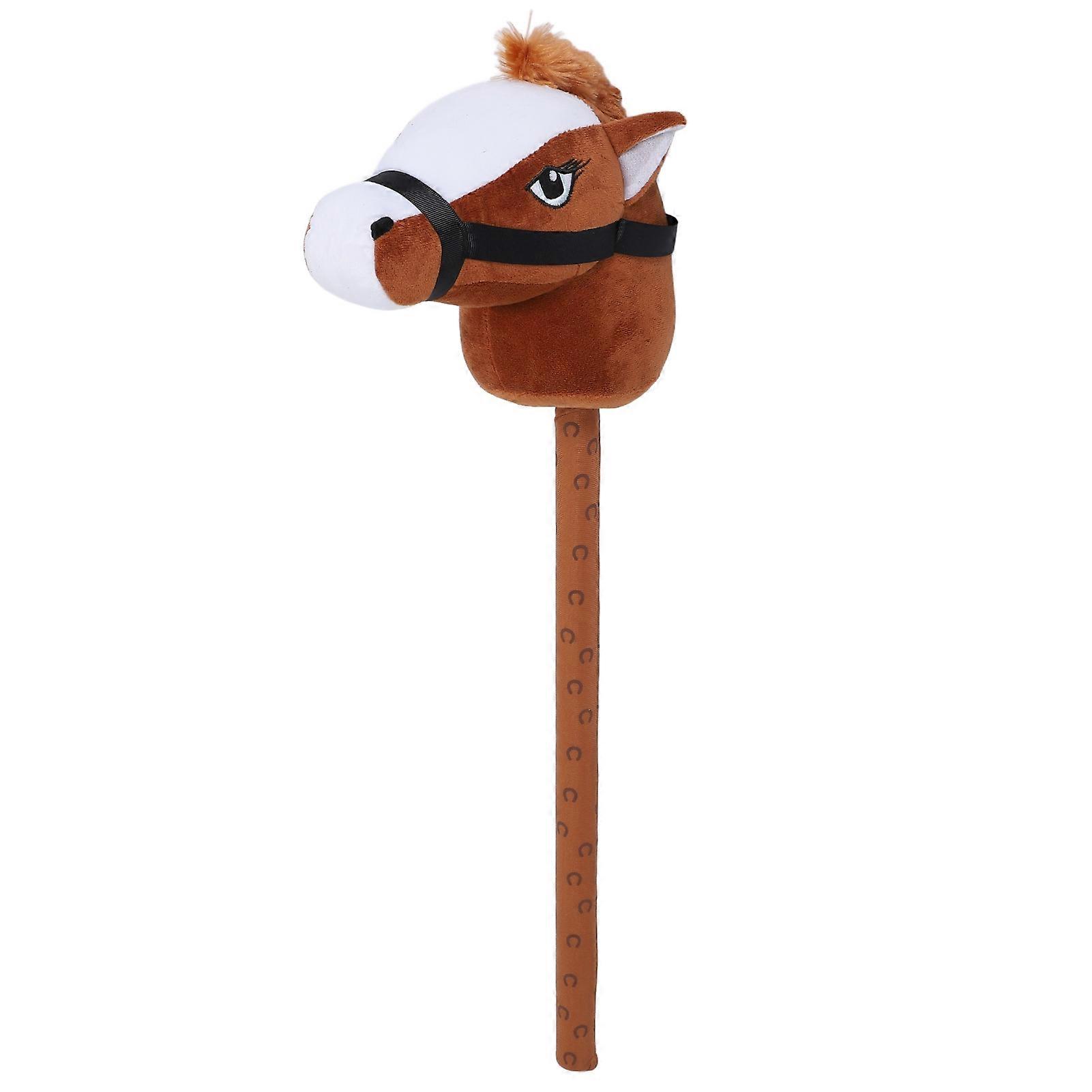 70cm Horse Stick Toy Plush Soft Comfortable Horse Head Toy with Sound Function for Kids Toddlers Gift Brown