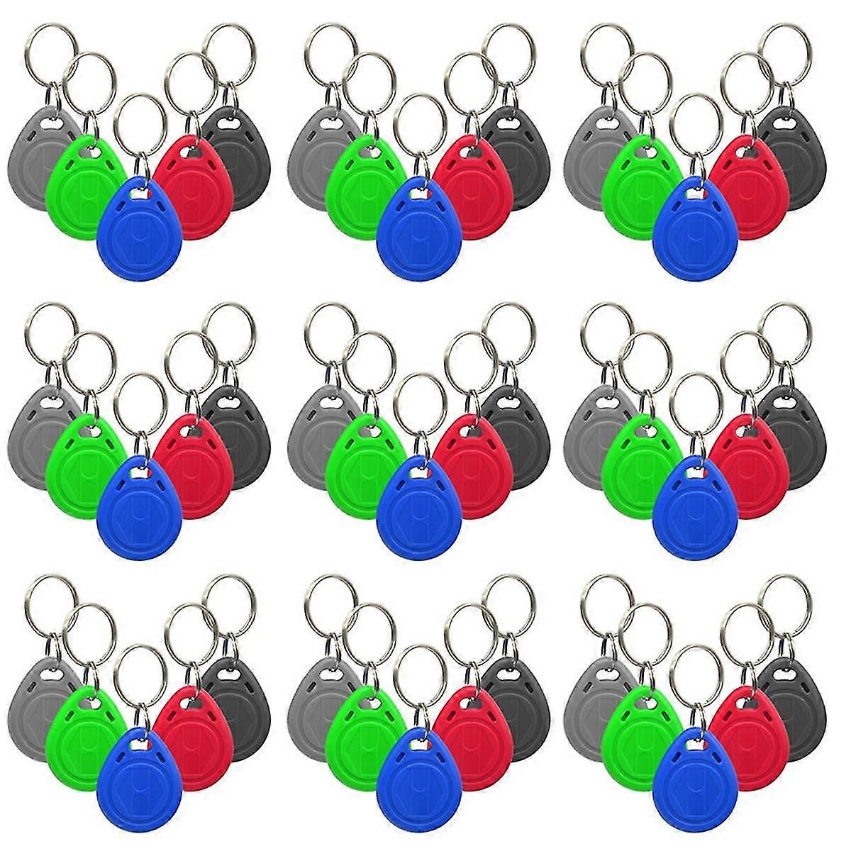 50Pcs 125KHz T5577 EM4305 Keyfobs Rewritable RFID Tag Copy Access Card ID Token Ring Cloner Keychai
