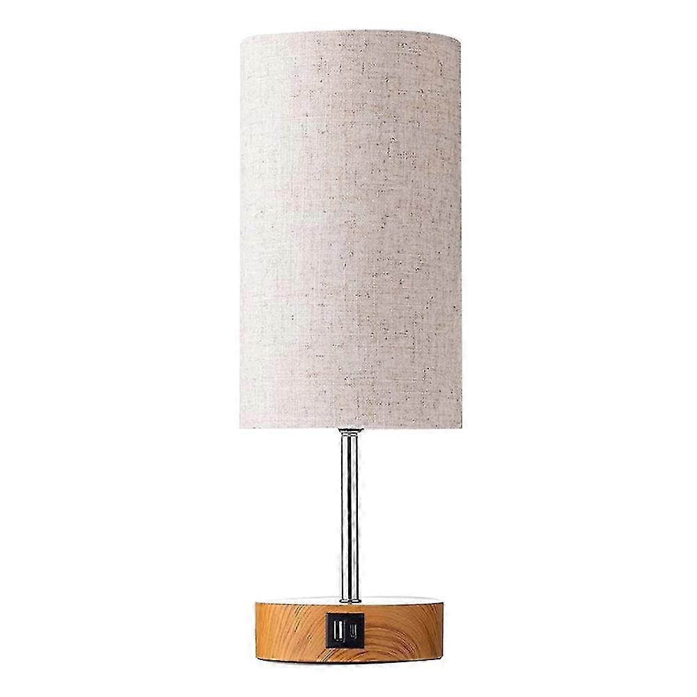 Viewleaf Bedroom Night Lamp With Usb And Ac Charging Ports Decor Table Lamps Fabric Shade Lamp For H