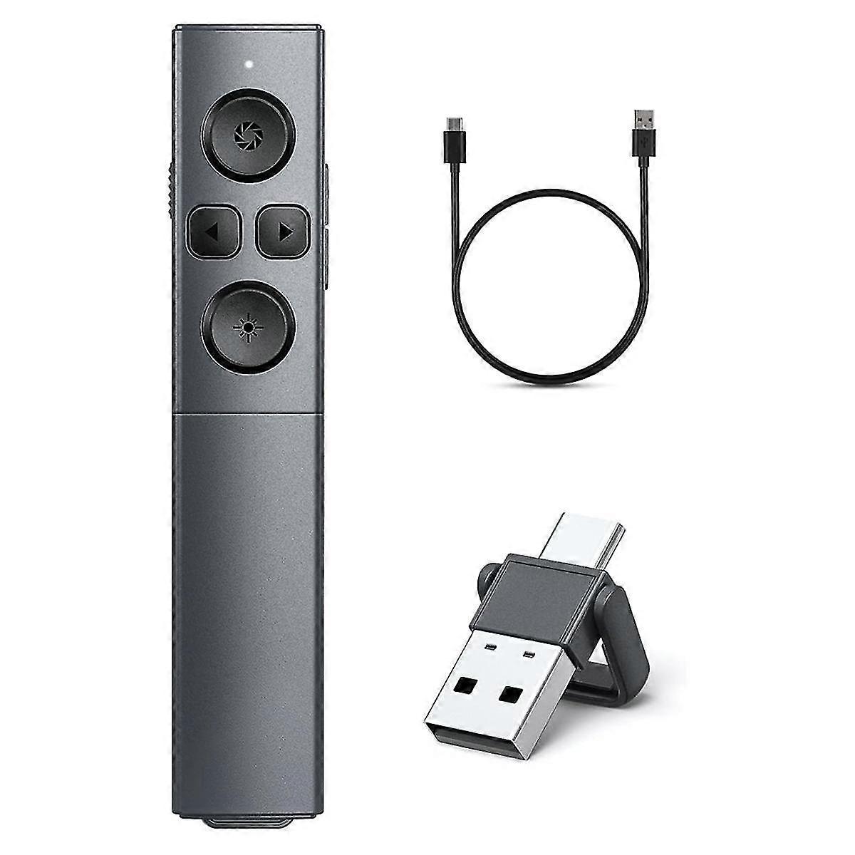 2-in-1-USB-Typ-C-Präsentations-Clicker, wiederaufladbare drahtlose Presenter-Fernbedienung, Clicker für Powerpo