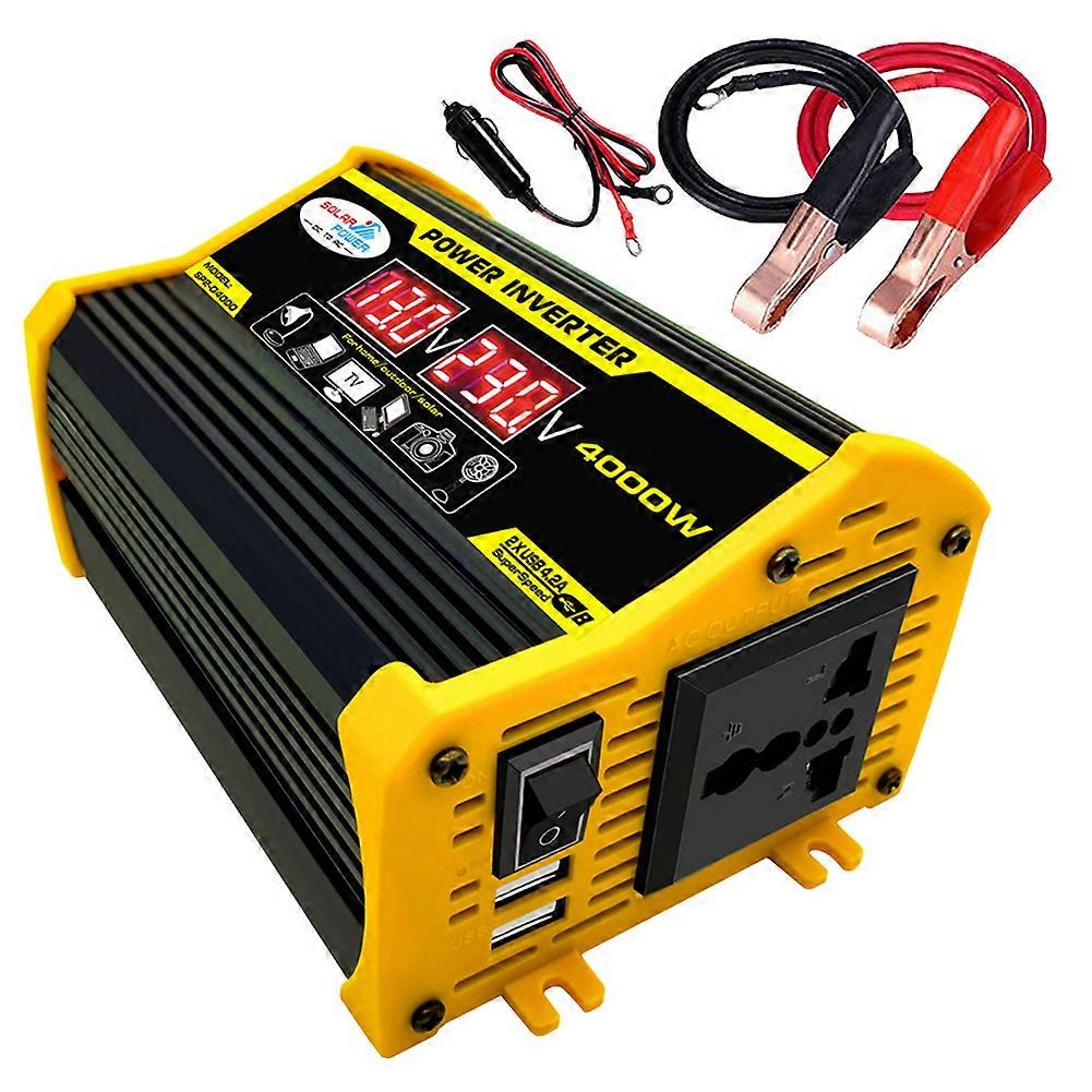 4000W Car Power Inverter DC 12V to AC 220V/110V Dual USB Converter Digital Display Voltage Transformer for Automobile Inverters