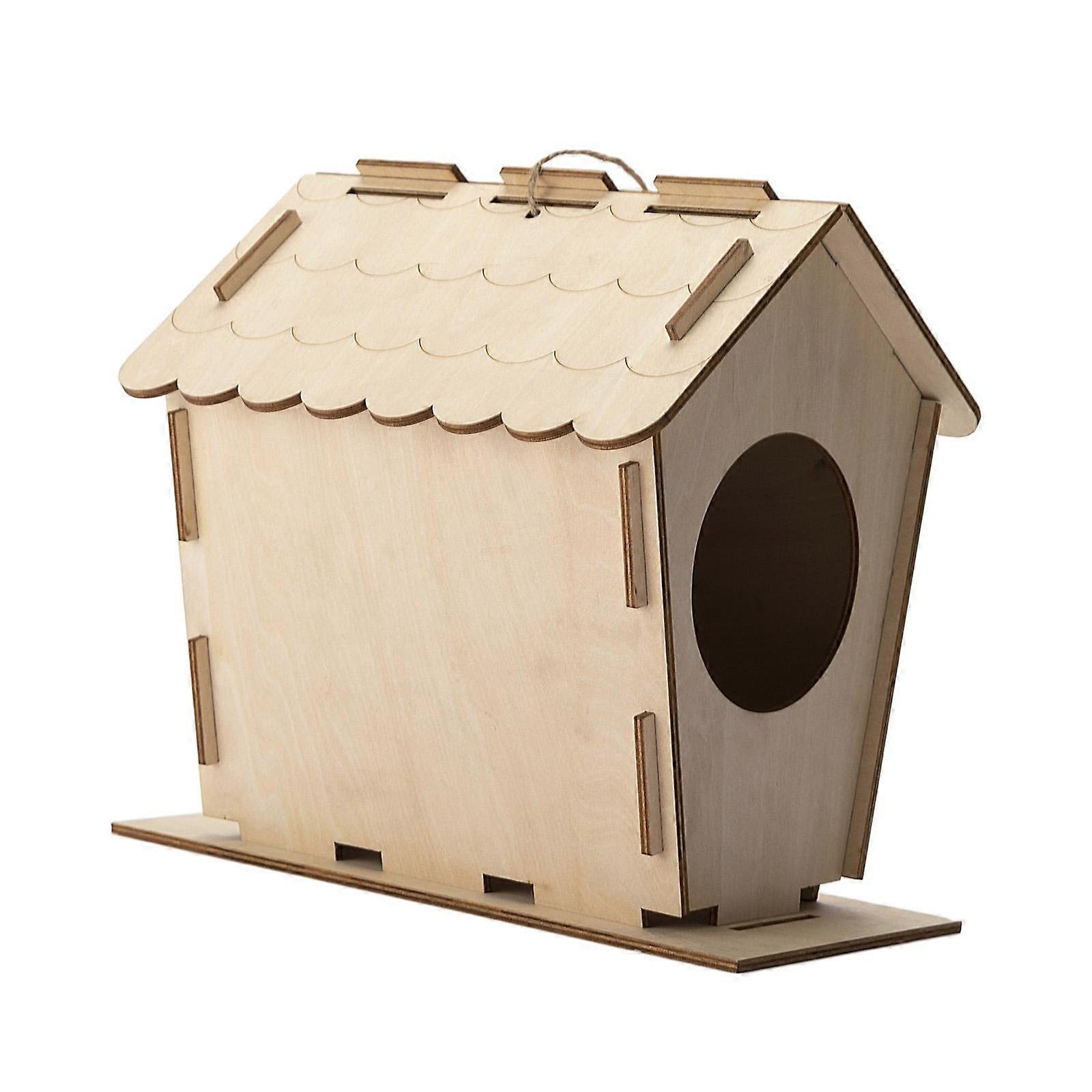 DIY Bird House Nesting Box Outside Parrots Patio Unfinished Wooden Bird Nest
