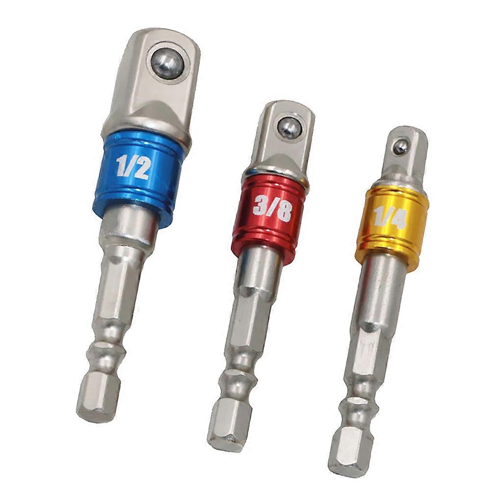 Impact Drill Socket Adapter Converter Set To 1/4'' 3/8'' 1/2'' - 3 Pieces Driver Set