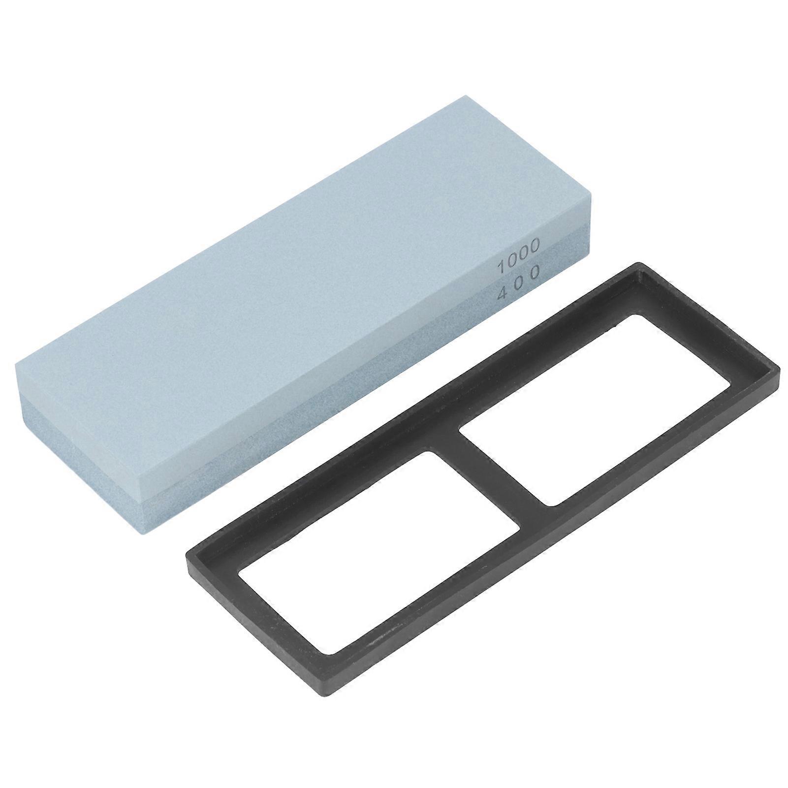 Knife Sharpening Stone Set Whetstone Sharpener Kit 2 Side 400 1000 Grit with Rubber Pad