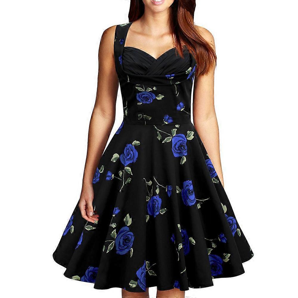 Vintage Stor Peplum Tryck Klänning