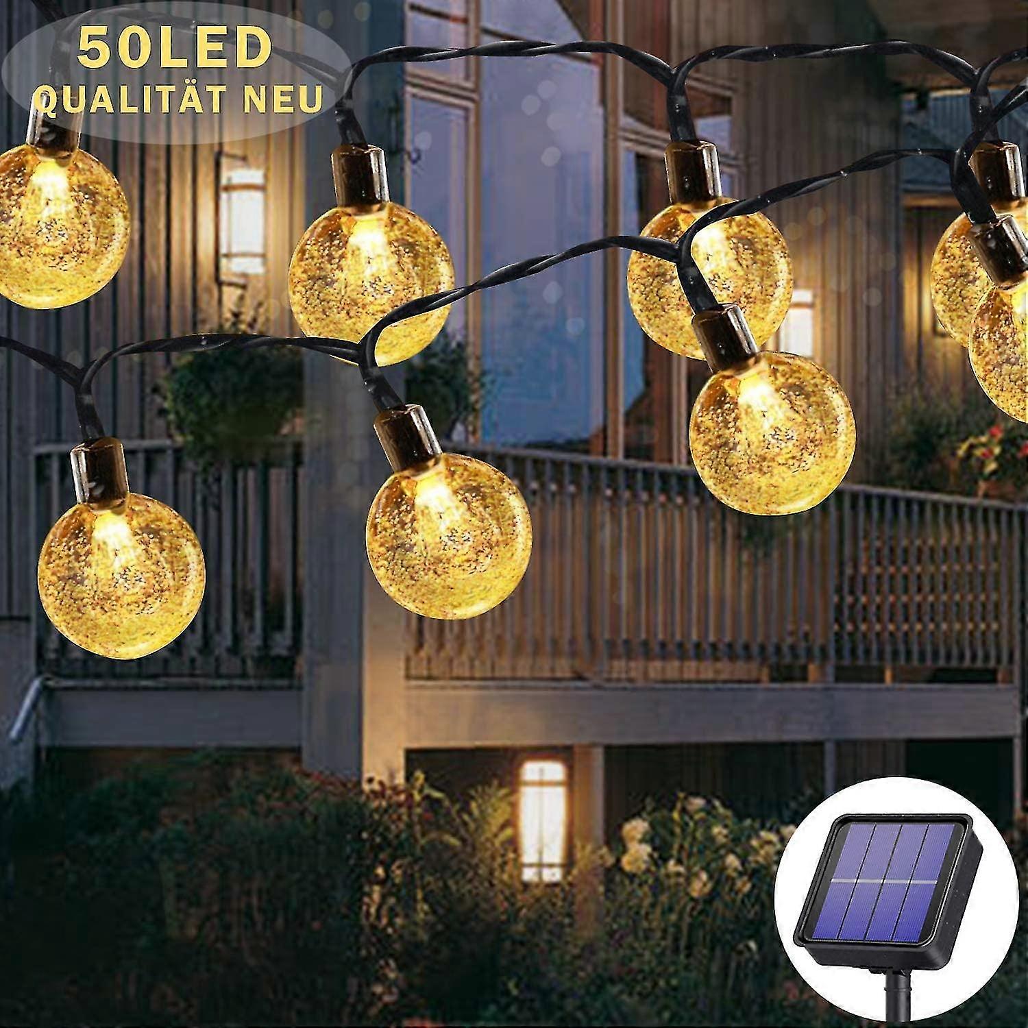 Ulkona Solar String Light 50 Leds 7m 8 Aurinkotilat