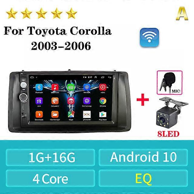 Android 10 7inch 2Din Carplay Car Radio Multimedia Player Bluetooth For Toyota Corolla 2003 2004 - 2006 GPS Head Unit with Frame