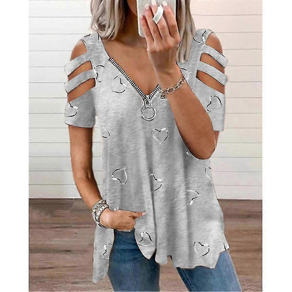 Top Femme Imprimé Floral Style & Co - Col V, Manches Longues Cold Shoulder - Taille XL