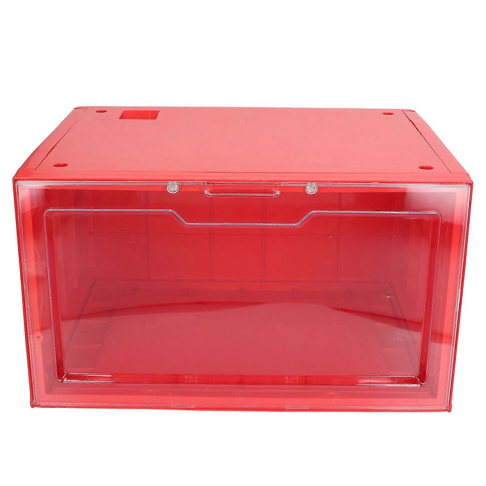 Sneakers Dustproof Thickened Transparent Shoe Box Case Clear Plastic Stackable Shoe Storage Box Red