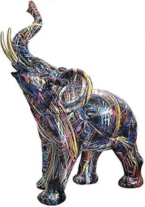 Créativité Graffiti Statue d’éléphant, Résine Graffiti coloré Art Sculptures d’éléphant, Convient pour la décoration et la collection dans le salon