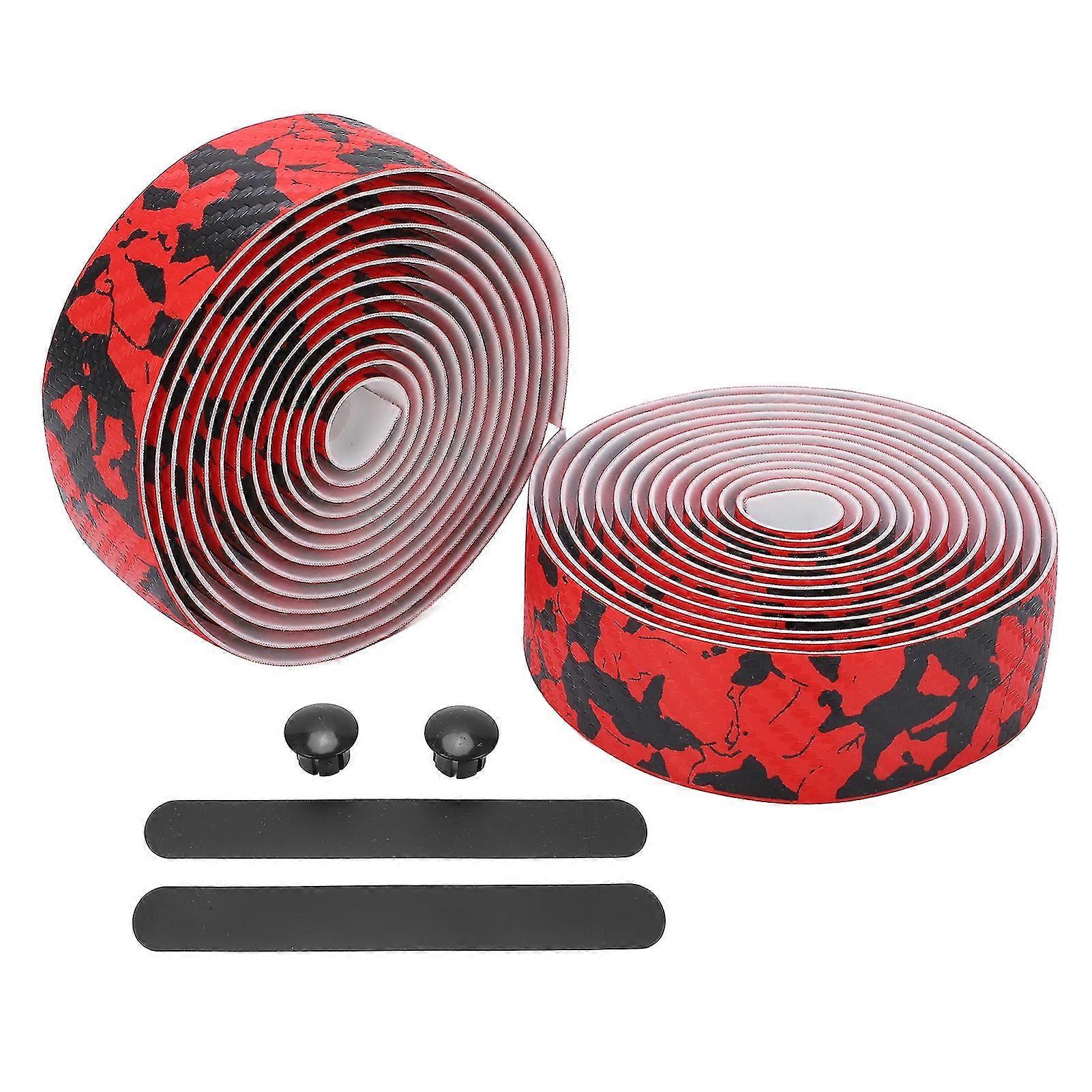Bicycle Gel Bar Tape Wrap for Road Bikes - Prevent Slipping and Shock Absorbing (Black Red)