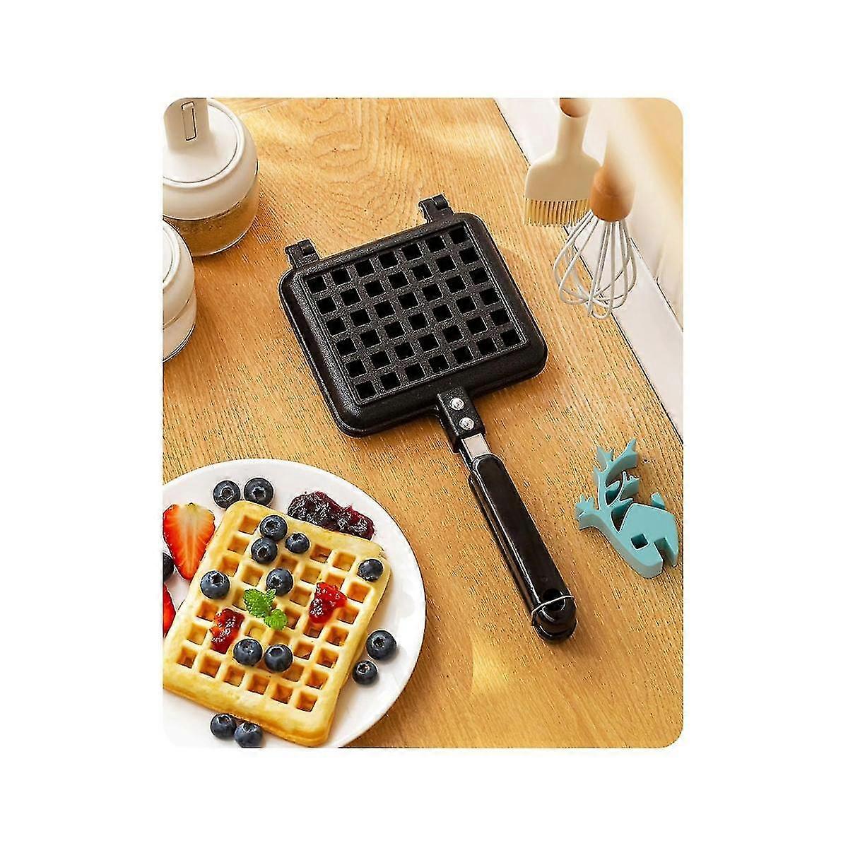 ワッフルアイロンプレート、深めのノンスティックアルミ合金製でお手入れ簡単。