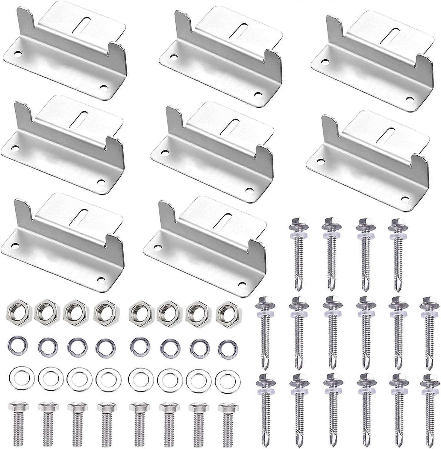 Solar Panel Bracket, 8 Pieces of Solar Panel Z Bracket, Aluminum Solar Panel for Mounting, Solar Panel Bracket with Nuts
