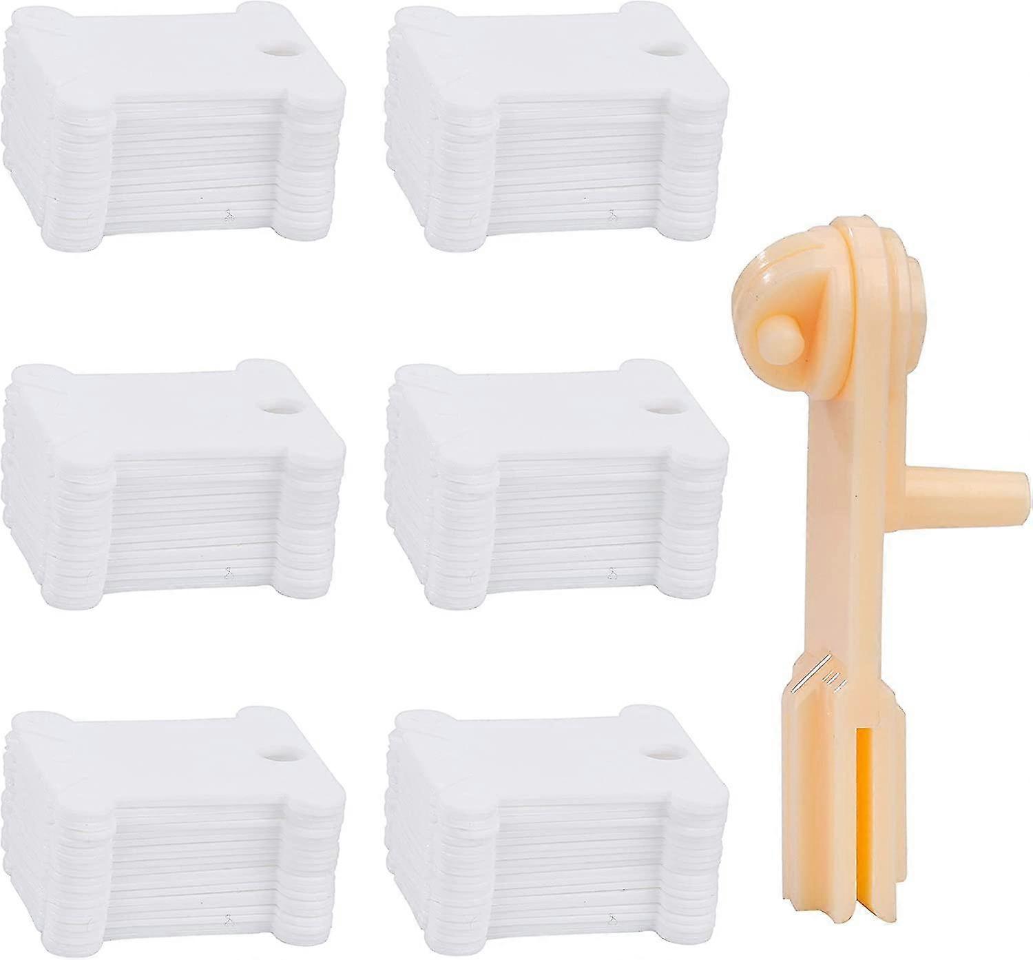 120 Pieces Plastic Floss Bobbins White Cross-stitch Thread Holder With 1 Floss Winder