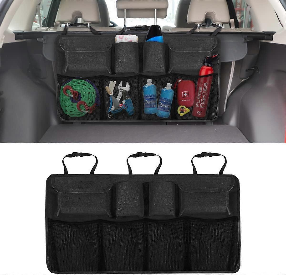 Car Organizer, Super Capacity Foldable Car Storage Bag, with 8 Pockets and 3 Adjustable Straps, Car Trunk Storage, Suitable for SUV and Many Vehicles,