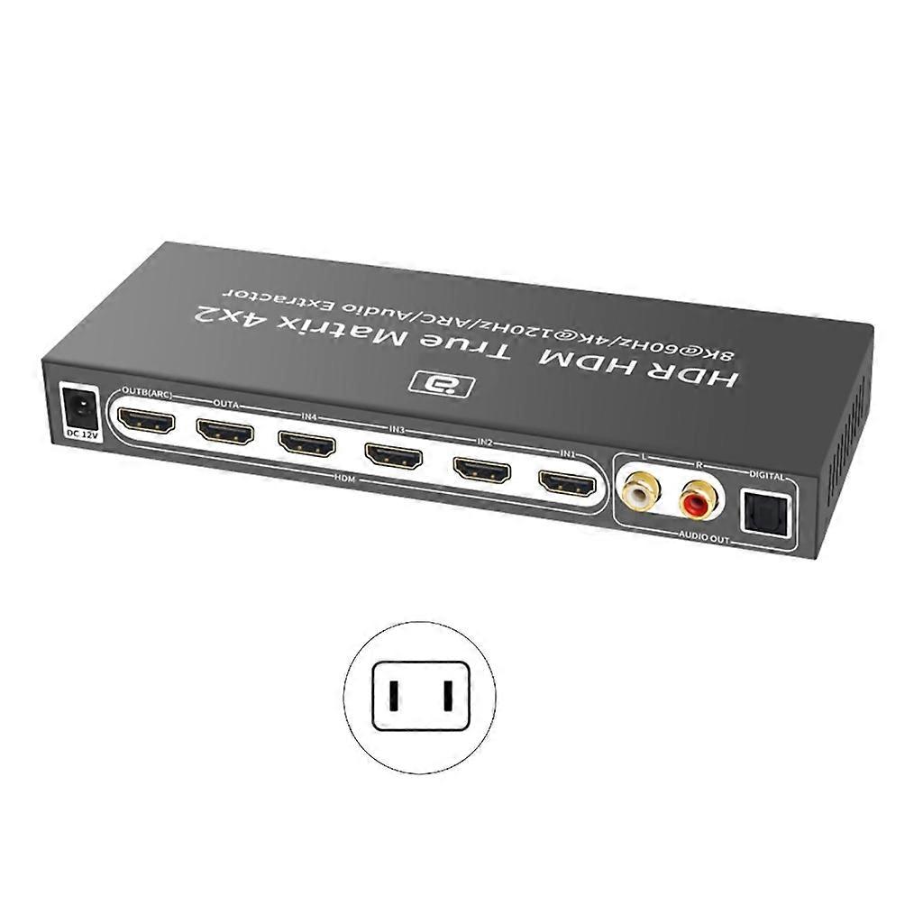 HDMI2.1 8K-4K 4x2 Matrix Switch Extractor CEC HDMI-compatible Audio Converter