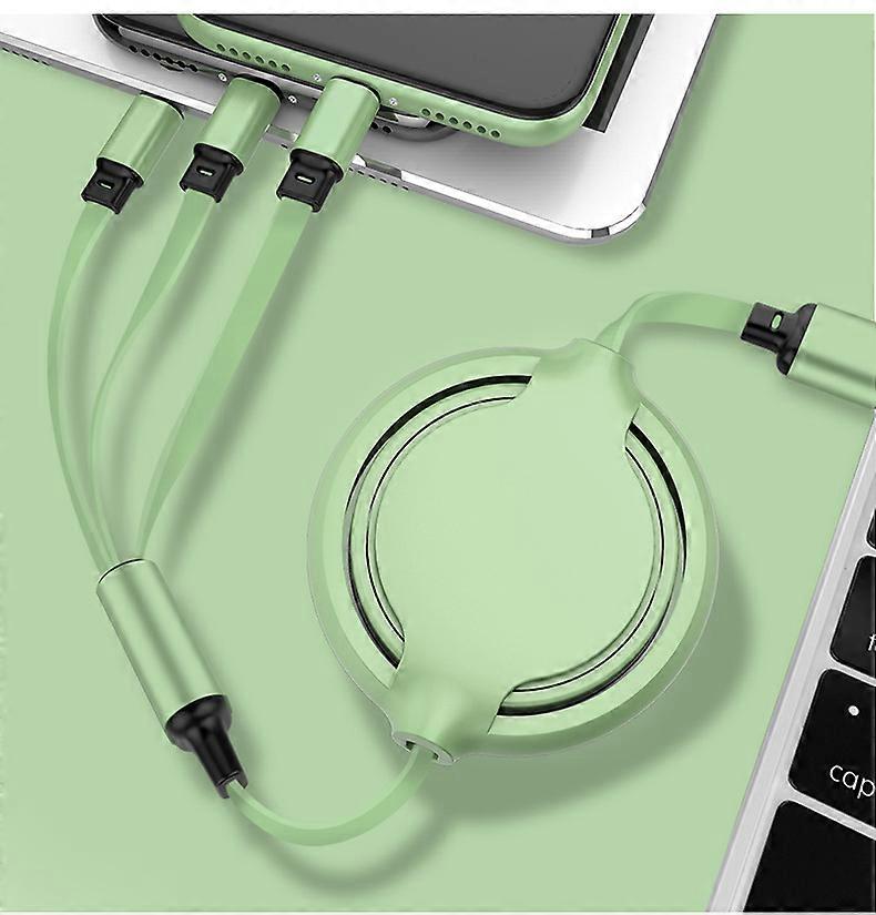 Green Portable multi-functional extension data line liquid silicone three-in-one phone fast charging line
