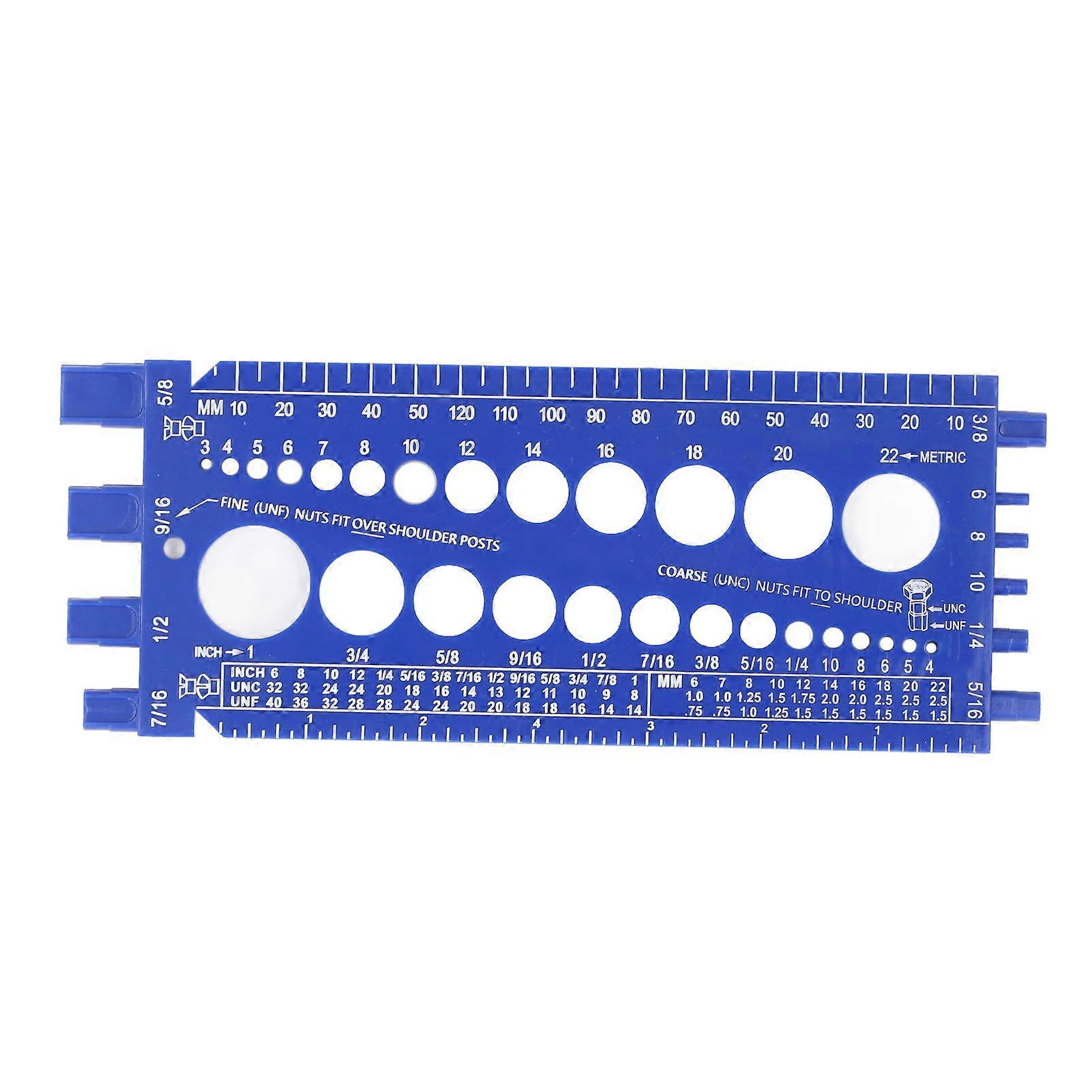 Nut Bolt Thread Gauge Checker M3 to M22 Metric and #4 to 3/4 Imperial Sizes Blue Bolt and Nut Identification Gauge