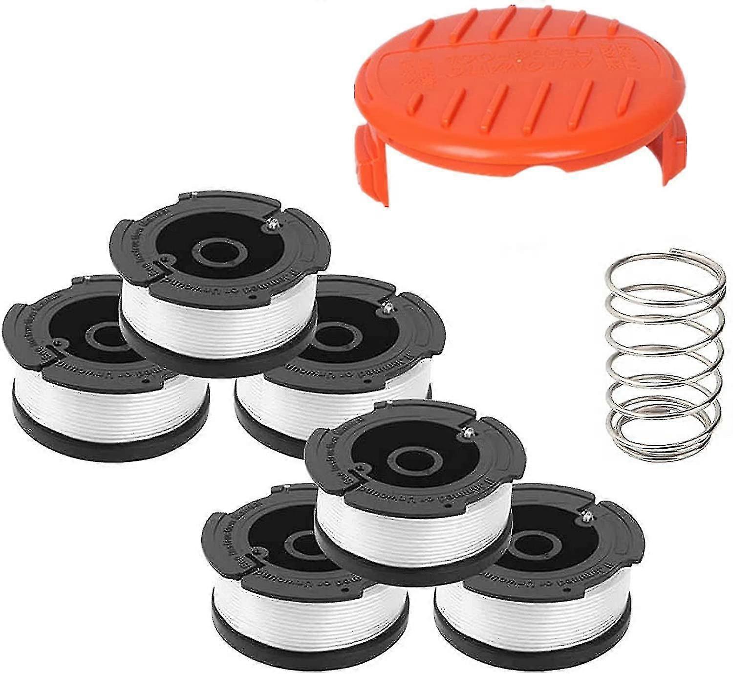Line Spools For Black Decker Trimmer Spools, Nylon Threads 9 M Length 1.65 Mm Thread Diameter Spools + 1 Cap + 1 Spring For Black + Decker Trimmers