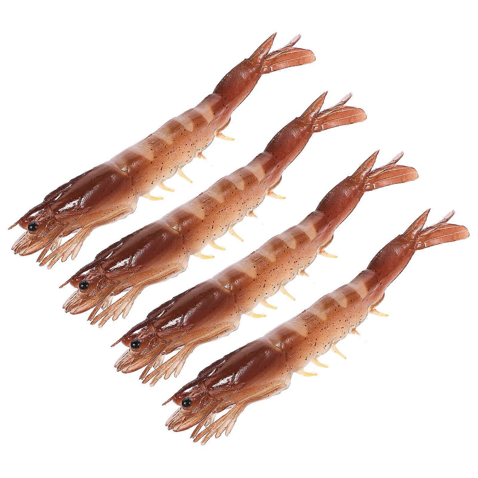 4pcs Artificial Shrimp Model Decor Simulation Shrimp Toy Home Desktop Adornment