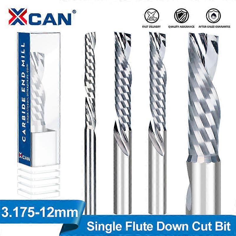 CNC Router Bit AAA Single Flute Down Cut Spiral End Mill 3175mm(18 ) Shank Carbide Milling Cutter for Wood Acrylic PVC