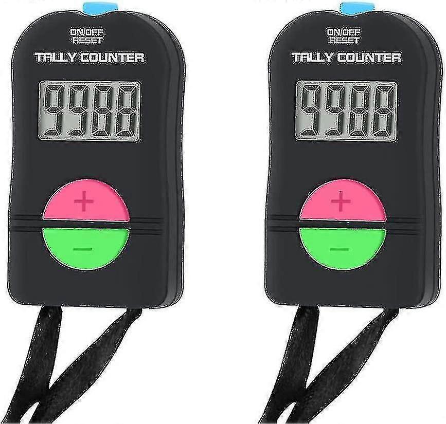 2 Pcs Electronic Counter, Digital Hand Tally Counter Electronic Manual Clicker With Lanyard Add Subtract Model