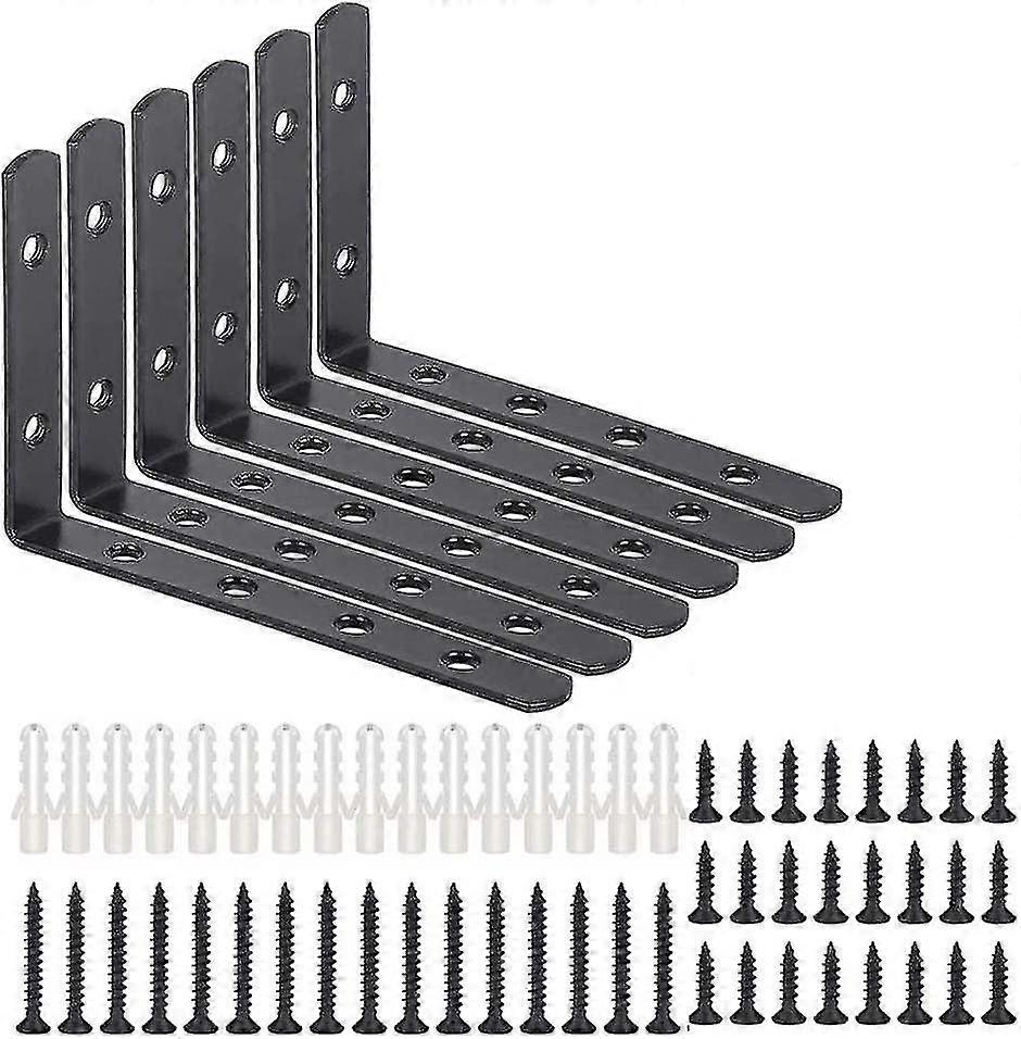 L-bracket,black Shelf Brackets,black Wall Shelf Shelf Bracket,fixing Bracket,90 Shelf Bracket For Corner Shelf,screw-on Bracket6pcs
