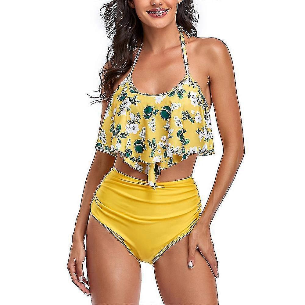 Damen Bikini Set mit Blumenmuster, zweiteilig, Strand-Bademode, Badeanzug, Monokini