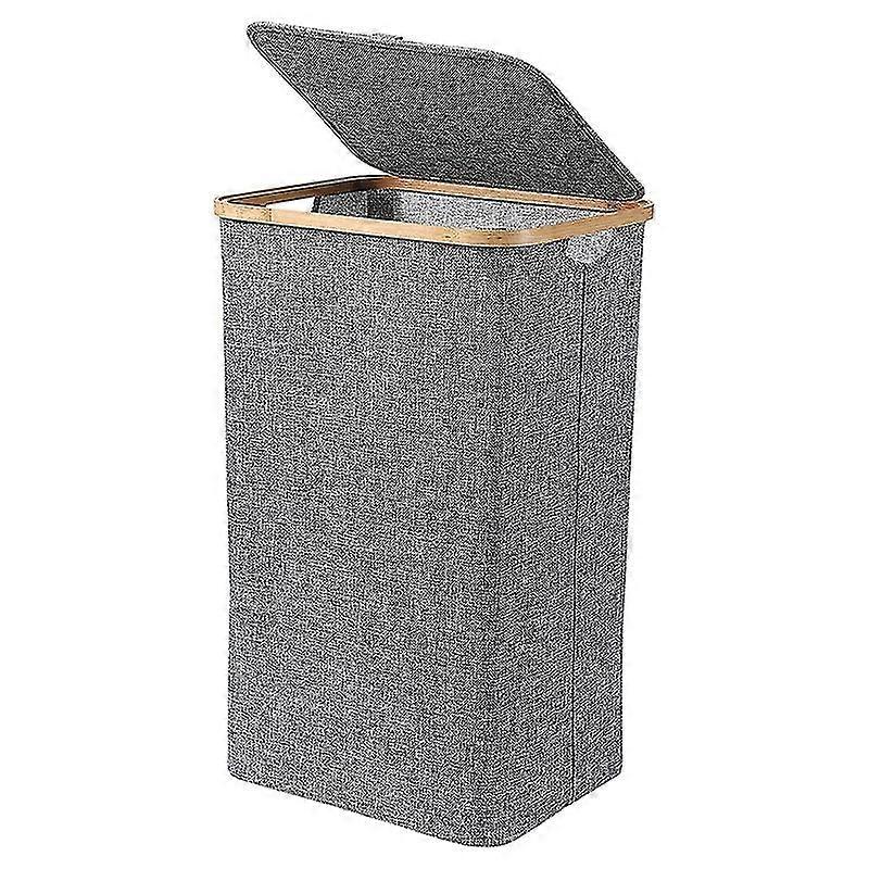 Clothes Hamper With Lid,bamboo Dirty Laundry Baskets With Handle,collapsible Laundry Hamper For Clo