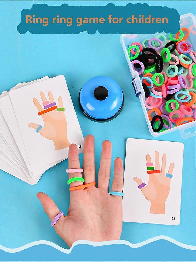Early Educational Thinking Training Toy for Kids, Fingers Ring Game with Elastic Bands and Bell, Parent-child Interactive Games