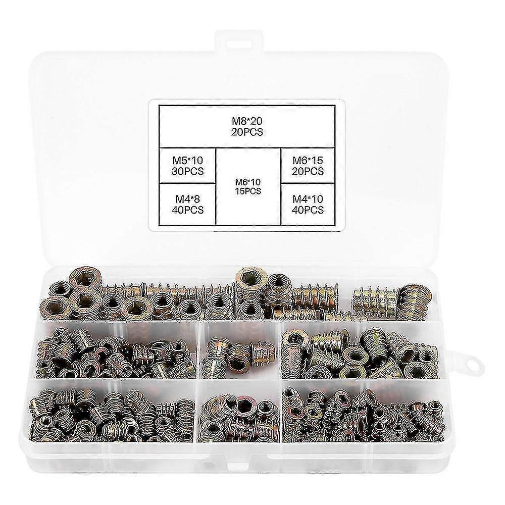 Threaded Inserts Nuts, Wood Insert Assortment Tool Kit, (165 Pcs)