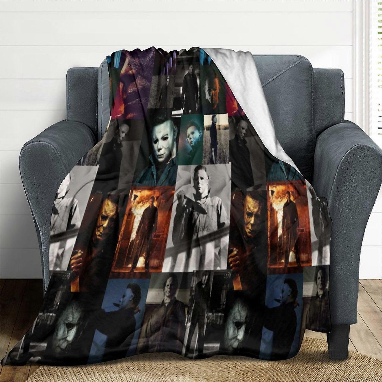 Michael Myers Halloween Flannel Blankets Soft Plush Throw Blanket Fuzzy Cozy Luxury Air Conditioner Blanket for Bedroom Sofa WTMT3861